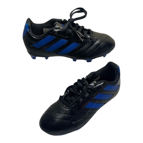 adidas Goletto VII FG Junior Black with Blue Stripes Soccer Cleats Boys Size 1.5 - Picture 1 of 12